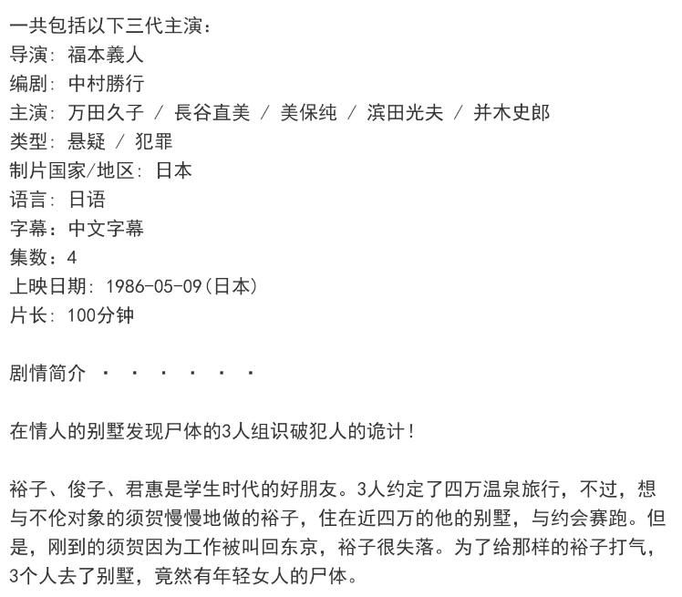 日本推理劇DVD：OL 三人旅行推理系列 12部【日語中字】12碟